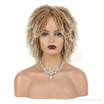 Dreadlock Twist Wig Short Curly Heat Resistant Fiber Synthetic Braids wig for Black Women